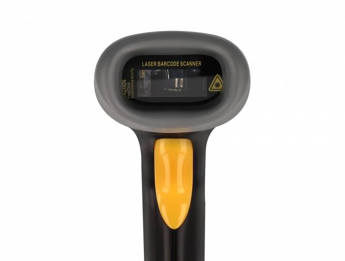 Delock 90584 1D Barcode-Scanner 1D Laser Schwarz Hand-Scanner inkl. Standfuß