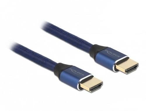 Delock HDMI Anschlusskabel HDMI-A Stecker 2m Blau 85447 8K UHD, vergoldete Steckkontakte, dreifach g