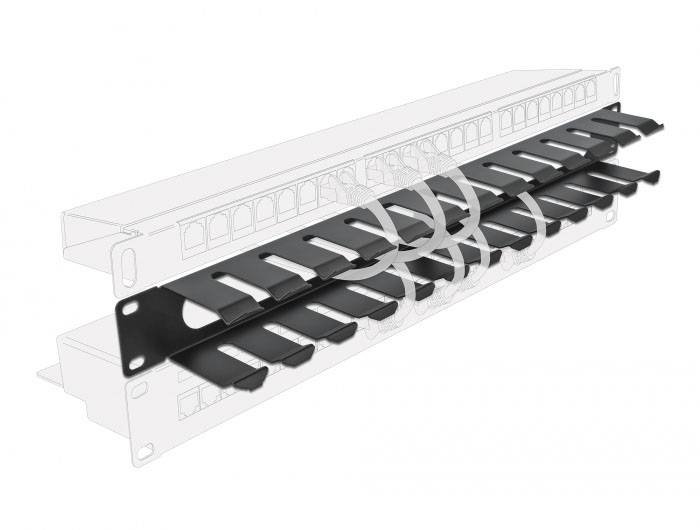 Delock 66550 19 Zoll Netzwerkschrank-Kabelführung 1 HE Schwarz