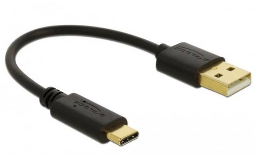 Delock USB-Kabel USB-A Stecker, USB-C® Stecker 0.15 m Schwarz 85354