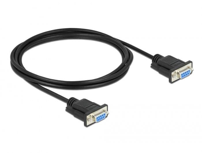 Ein schwarzes VGA-Kabel mit zwei Steckern an den Enden, die jeweils mit drei Reihen von Stiften ausgestattet sind.