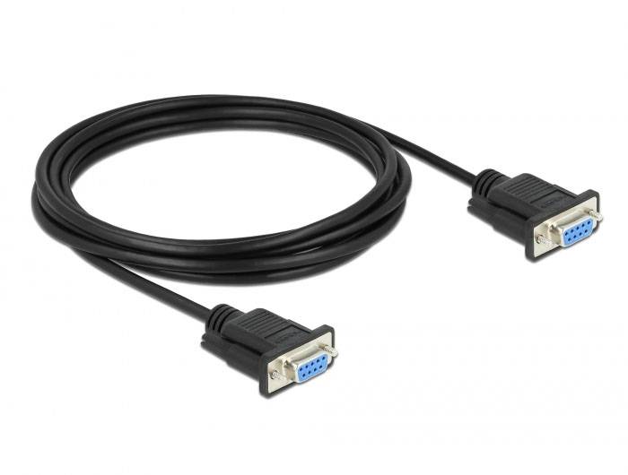 Ein schwarzes VGA-Kabel mit zwei Steckern, meist verwendet zur Verbindung von Computern oder Monitoren für die Videoübertragung.