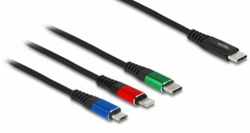 Delock USB-Ladekabel USB 2.0 USB-C® Stecker, USB-C® Stecker, USB-Micro-B Stecker, Apple Lightning S