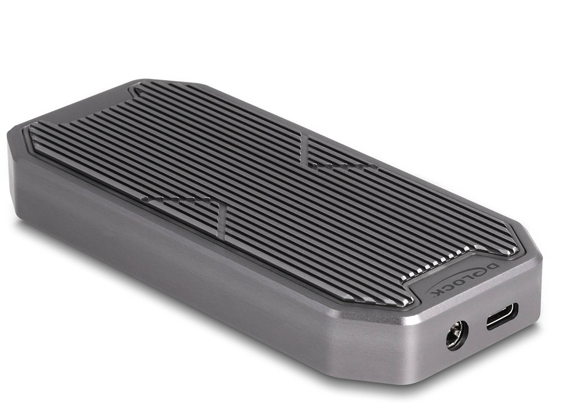Delock 42015 Externes Gehäuse für M.2 PCIe NVMe SSD USB-C®, DC-Buchse 3.5 mm, M.2 20 GBit/s M.2 PCIe NVMe 2280, 2260, 2242 42015