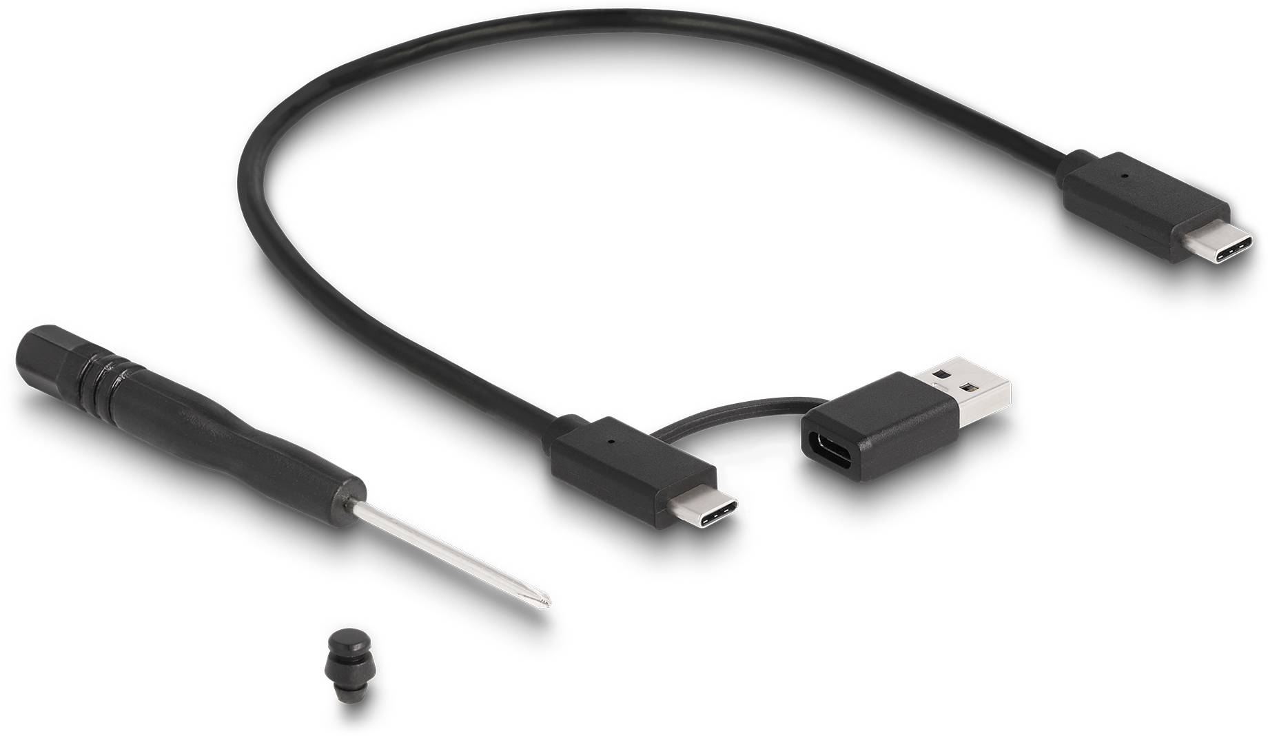 Delock 42015 Externes Gehäuse für M.2 PCIe NVMe SSD USB-C®, DC-Buchse 3.5 mm, M.2 20 GBit/s M.2 PCIe NVMe 2280, 2260, 2242 42015