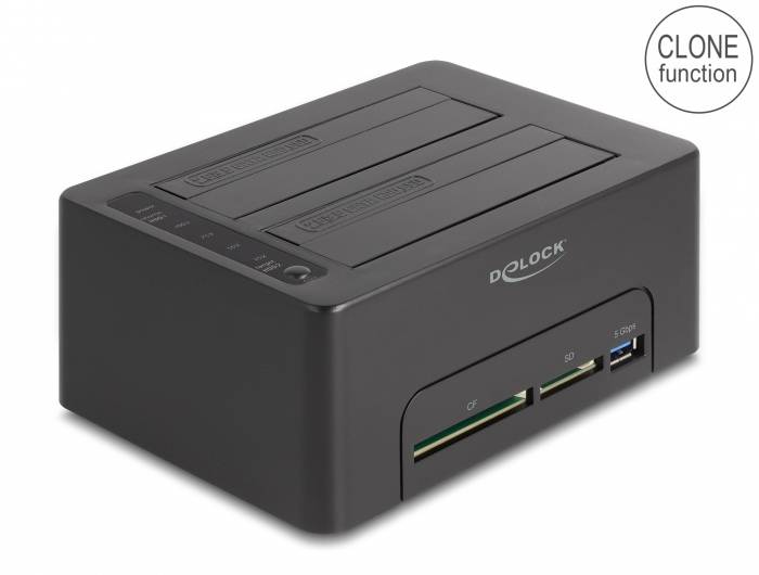 Delock 64183 SATA 6 Gb/s, SD, DC-Buchse 3.5 mm, USB-B, USB-A Festplatten-Dockingstation mit Kartenleser