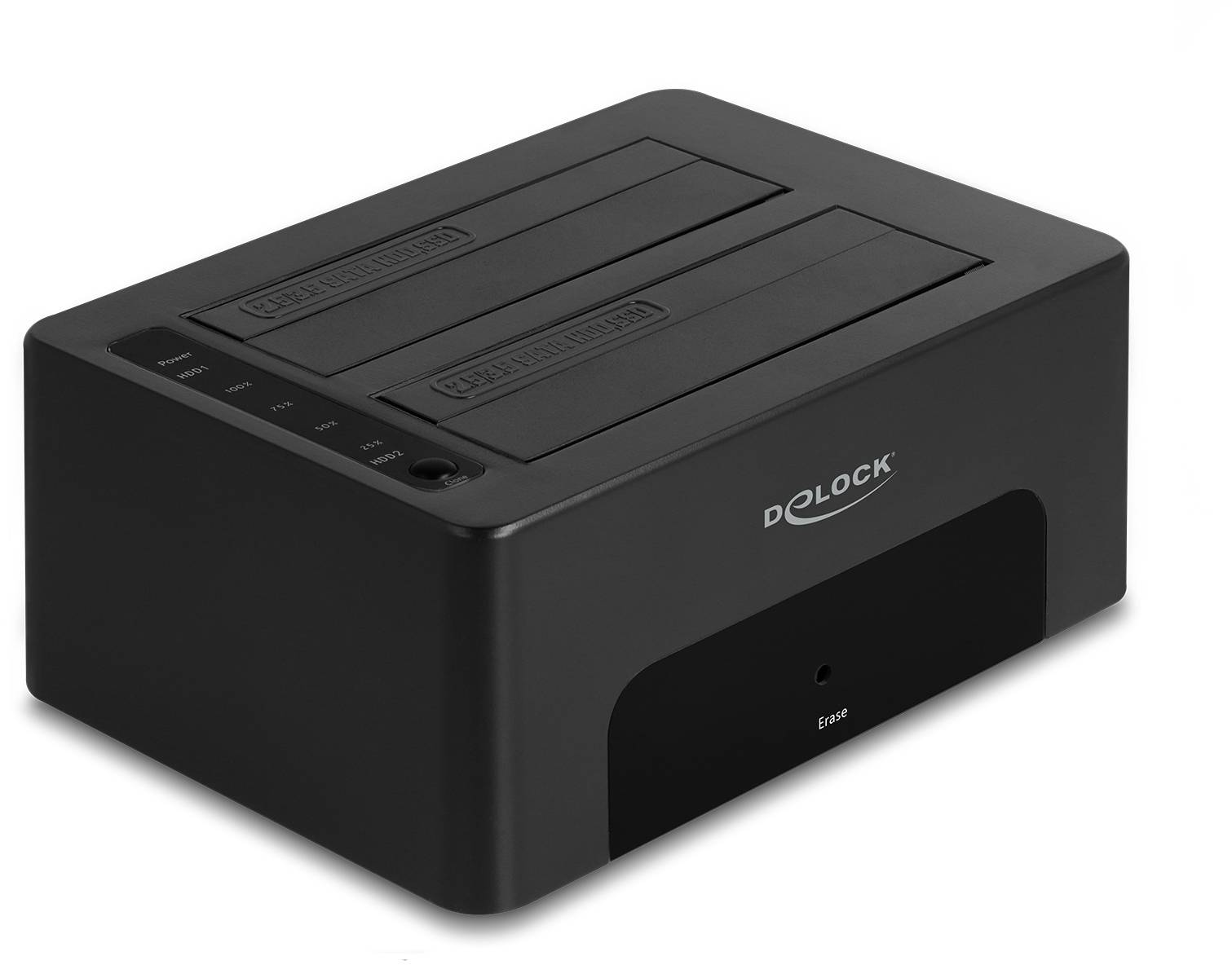 Delock 64187 USB-B, SATA 6 Gb/s, DC-Buchse 3.5mm Festplatten-Dockingstation mit Clone-Funktion, mit Erase-Funktion