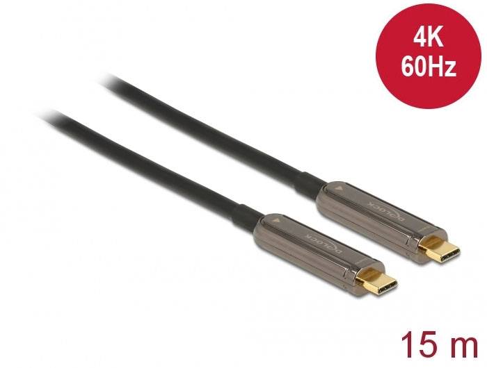 Ein 15 Meter langes HDMI-Kabel, geeignet für 4K bei 60 Hz, mit metallischen Steckern.