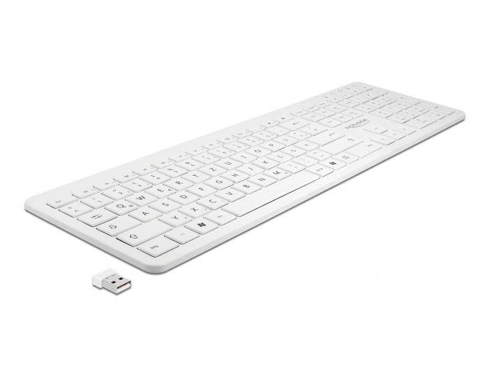 Delock 12014 Kabellos Tastatur Deutsch, QWERTZ Weiß USB-Anschluss