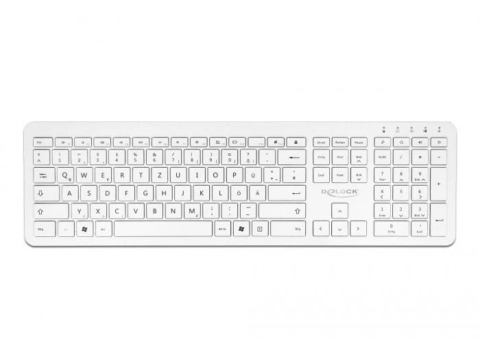 Delock 12014 Kabellos Tastatur Deutsch, QWERTZ Weiß USB-Anschluss