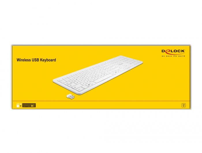 Delock 12014 Kabellos Tastatur Deutsch, QWERTZ Weiß USB-Anschluss