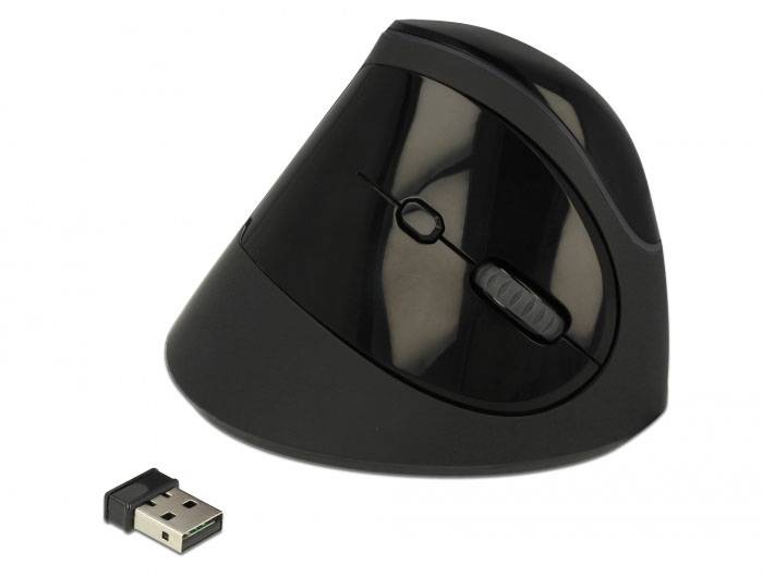 Delock 12599 Ergonomische Maus USB Schwarz 4 Tasten 1600 dpi