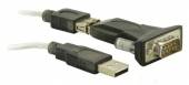 Ein VGA-zu-USB-Adapter. Links ein USB-Stecker, rechts die VGA-Buchse. Verbindet ältere Monitore mit modernen Computern.