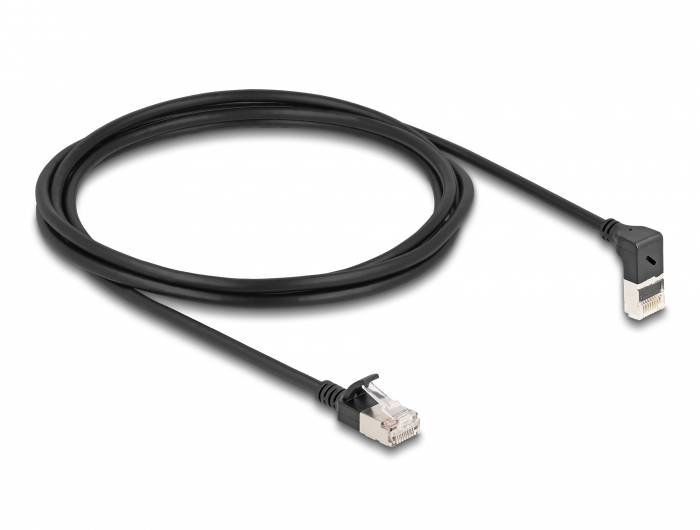 Delock 80288 RJ45 Netzwerkkabel, Patchkabel CAT 6a S/FTP 2.00m Schwarz 1St.