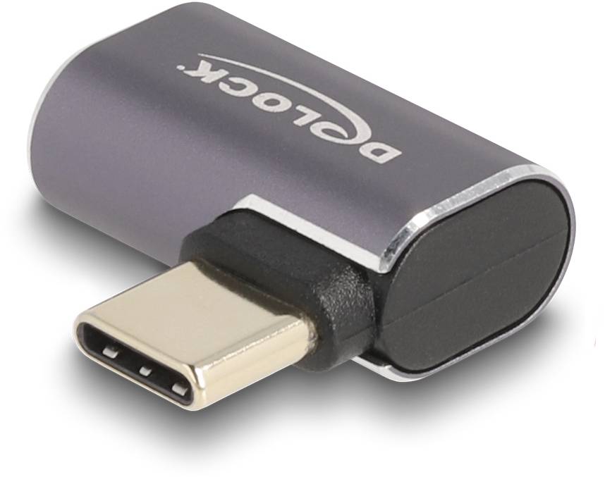 USB-C-Adapter, violett, mit Delock-Logo, ermöglicht das Anschließen von USB-A-Steckern an Geräten mit USB-C-Buchsen.
