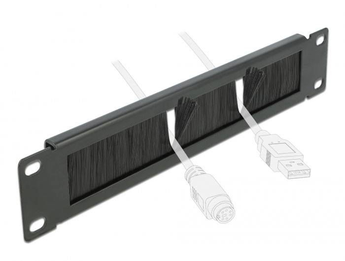 Delock 66287 10 Zoll Netzwerkschrank-Bürstenleiste Schwarz