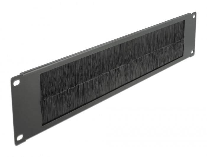 Delock 66482 19 Zoll Netzwerkschrank-Bürstenleiste 2 HE Schwarz