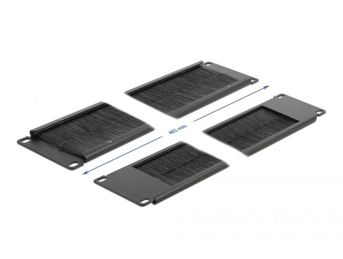 Delock 66482 19 Zoll Netzwerkschrank-Bürstenleiste 2 HE Schwarz