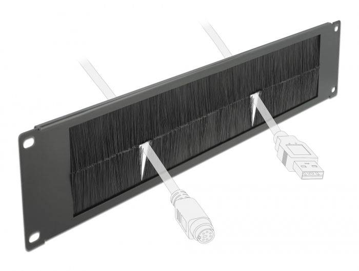 Delock 66482 19 Zoll Netzwerkschrank-Bürstenleiste 2 HE Schwarz