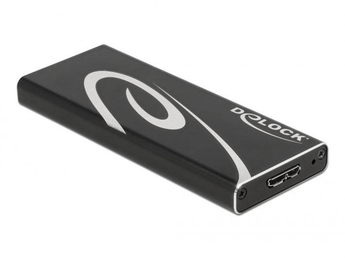 Delock 42007 M.2 SSD-Gehäuse USB-B, M.2 6 GBit/s SATA 2260, 2280, 2230, 2242 42007