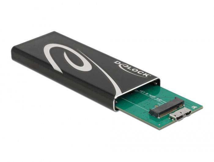 Delock 42007 M.2 SSD-Gehäuse USB-B, M.2 6 GBit/s SATA 2260, 2280, 2230, 2242 42007