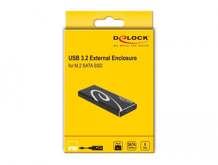 Delock 42007 M.2 SSD-Gehäuse USB-B, M.2 6 GBit/s SATA 2260, 2280, 2230, 2242 42007