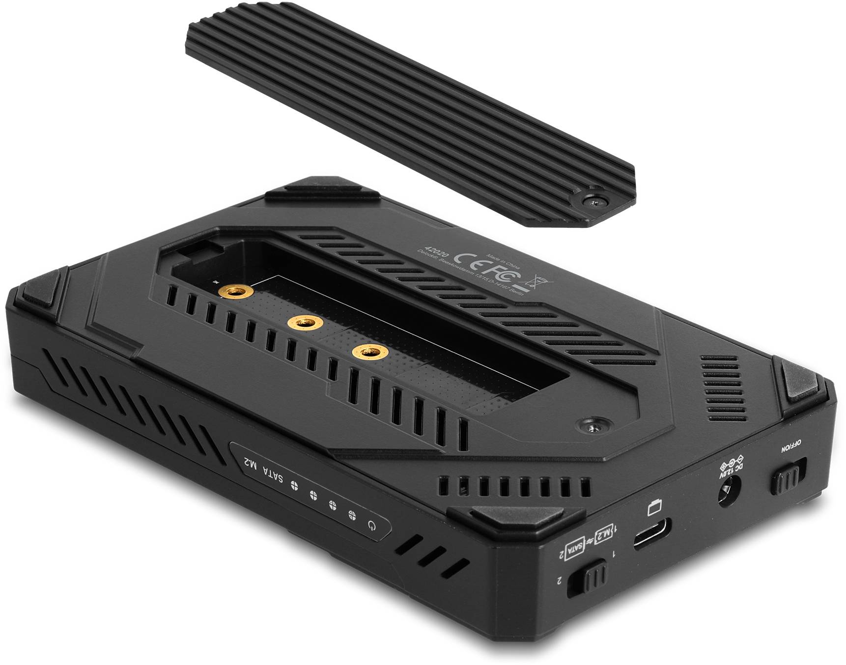 Delock 42020 M.2 SSD-Gehäuse USB-C®, M.2, SATA 6 Gb/s, DC-Buchse 3.5mm 10 GBit/s M.2 2260, 2242, 2280 42020
