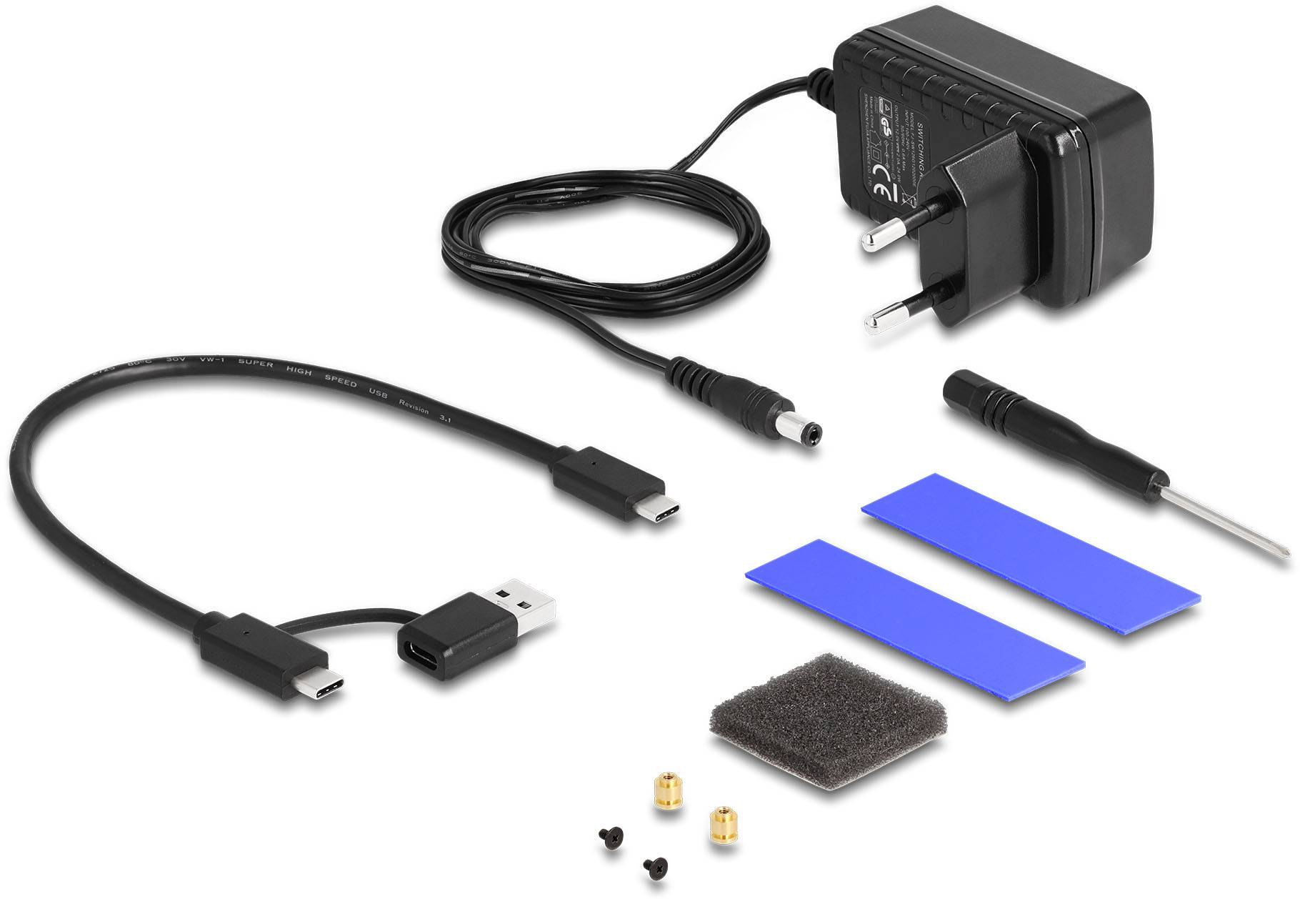 Delock 42020 M.2 SSD-Gehäuse USB-C®, M.2, SATA 6 Gb/s, DC-Buchse 3.5mm 10 GBit/s M.2 2260, 2242, 2280 42020