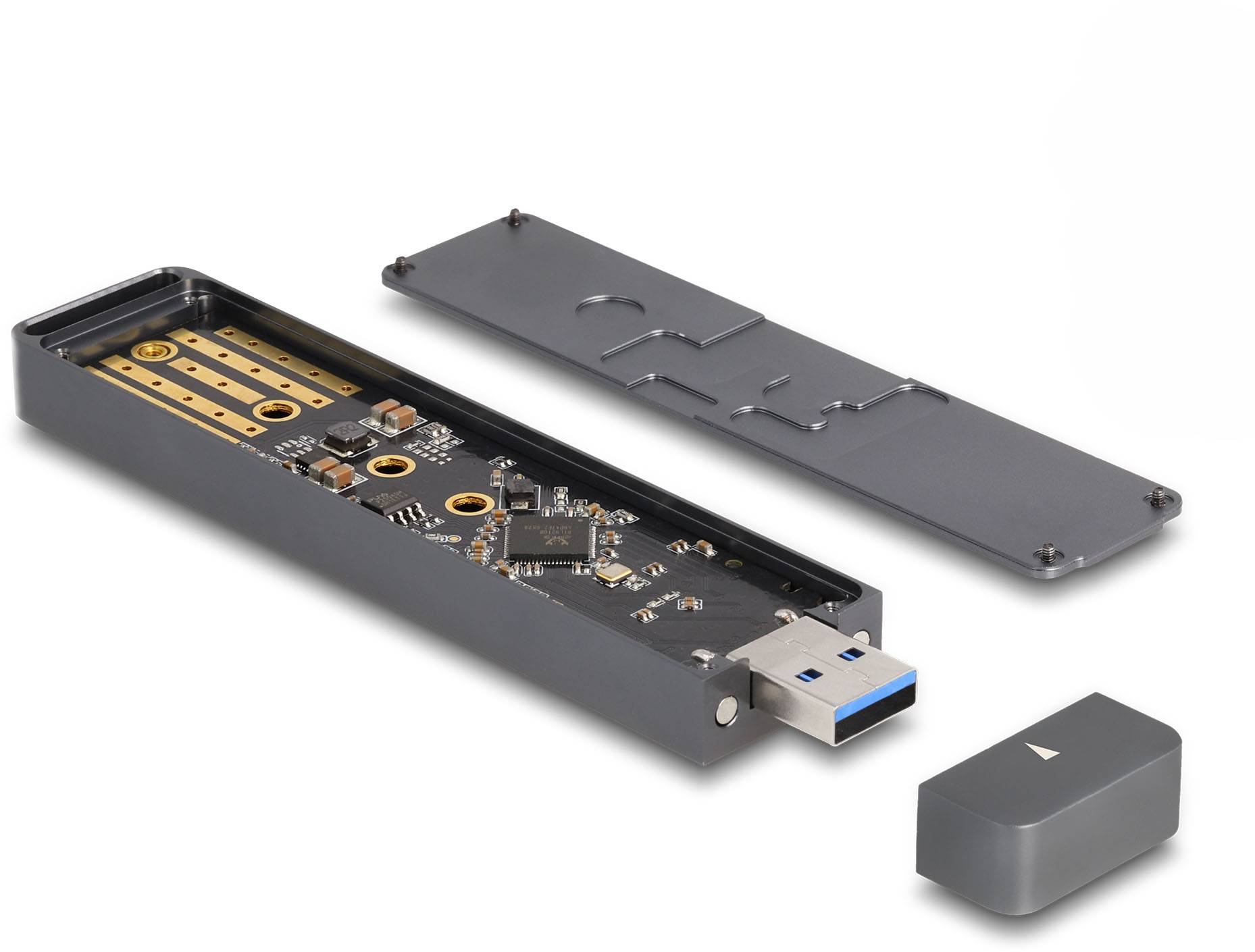 Delock 42021 Externes Gehäuse für M.2 PCIe NVMe SSD USB-A, M.2 10 GBit/s M.2 PCIe NVMe 2280, 2260, 2242, 2230 42021