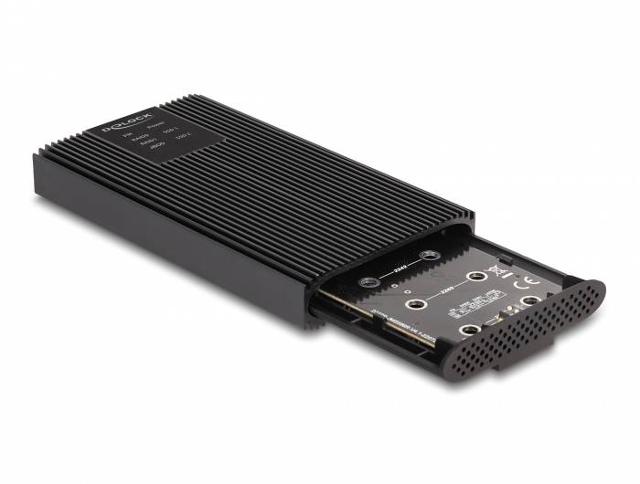 Delock 42022 Externes Gehäuse für M.2 PCIe NVMe SSD USB-C®, M.2 20 GBit/s M.2 PCIe NVMe 2260, 2280, 2242, 2230 42022