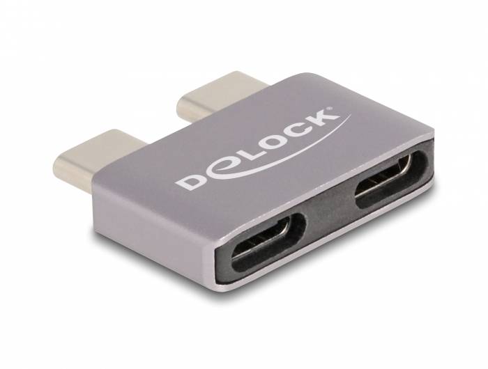 Ein USB-C-Adapter von Delock mit zwei USB-C-Anschlüssen.