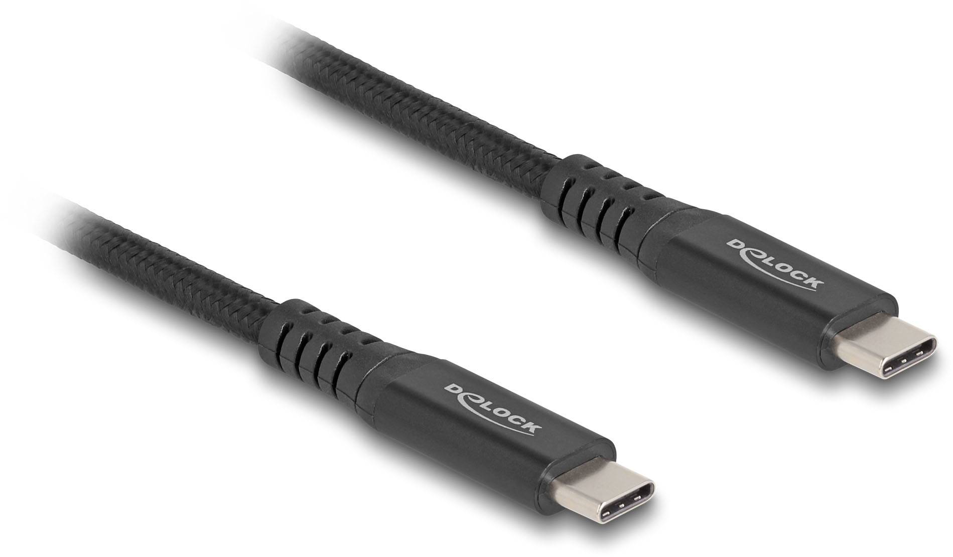 Zwei schwarze USB-C-Kabel mit der Aufschrift 'DELOCK'.
