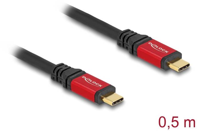 USB-C zu USB-C Kabel, 0,5 m Länge, rote Anschlüsse
