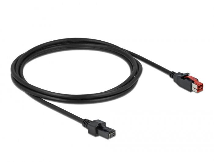 Ein schwarzes Flachband-SATA-Kabel mit rechtwinkligem Stecker und geradem Stecker, verwendet zum Verbinden von Computerdatenträgern.