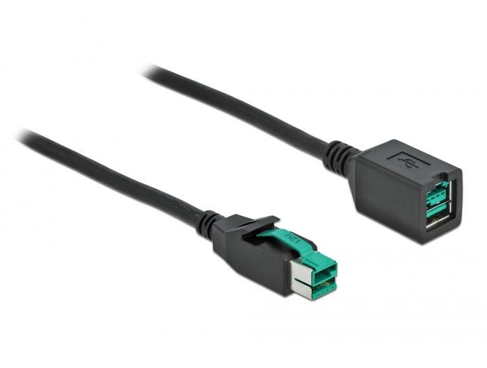 Ein USB-Verlängerungskabel mit Stecker und Buchse in Schwarz und Grün, geeignet zur Verbindung von USB-Geräten für erweiterte Reichweite.