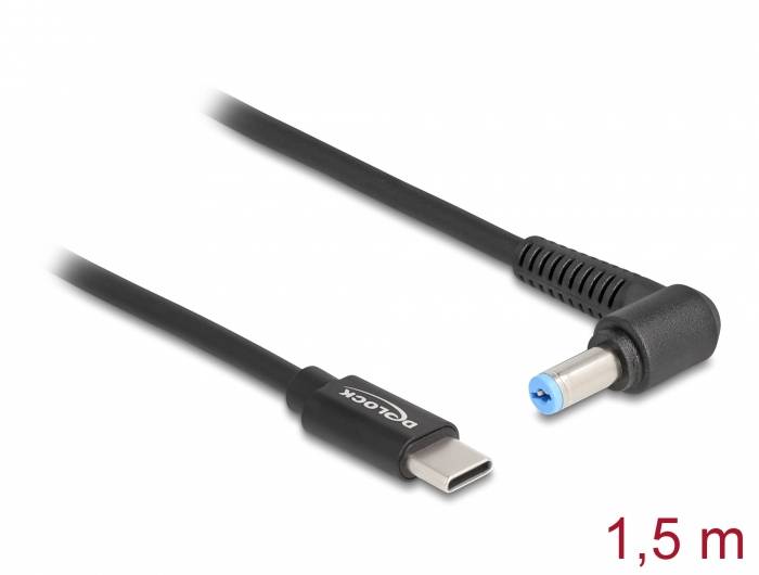 Kabeladapter von USB-C zu rundem Stecker, Länge 1,5 Meter. Ideal zum Verbinden und Laden von Geräten mit unterschiedlichem Anschluss.