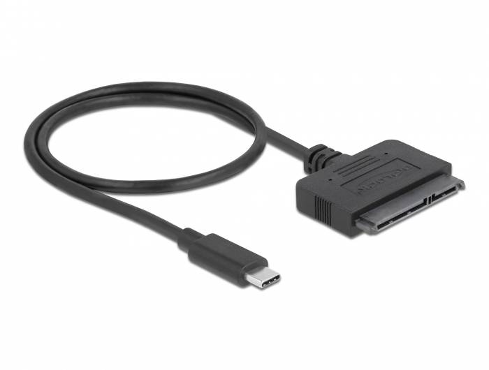 USB-C-zu-SATA-Adapterkabel, geeignet zum Anschließen einer SATA-Festplatte oder SSD an einen Computer über einen USB-C-Anschluss.