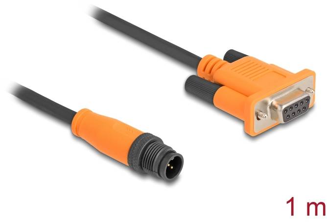 Delock Seriell Anschlusskabel [1x M12-Stecker - 1x D-SUB-Buchse 9pol.] 1m Schwarz/Orange