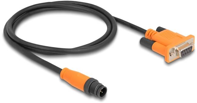 Delock Seriell Anschlusskabel [1x M12-Stecker - 1x D-SUB-Buchse 9pol.] 1m Schwarz/Orange