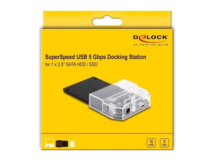 Delock 63205 USB-C®, SAS 6 Gb/s, DC-Buchse 3.5mm Festplatten-Dockingstation