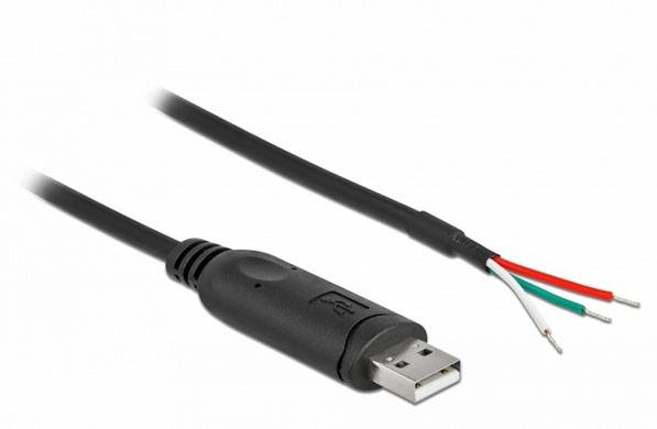 USB-Kabel mit freiliegenden Adern am Ende, geeignet für DIY-Projekte und elektronische Reparaturen.