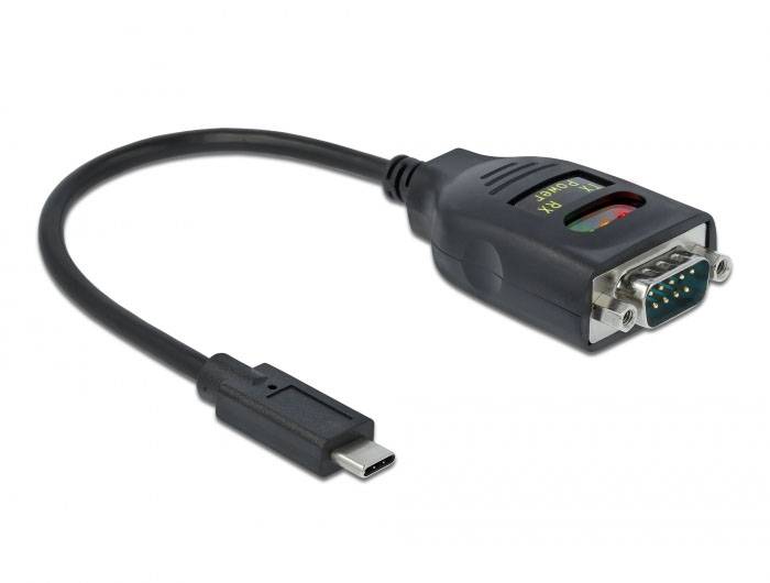 'USB-C zu RS-232 Adapter' verbindet moderne USB-C Geräte mit älteren seriellen RS-232 Schnittstellen, ideal für alte Hardware.