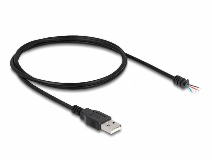 USB-Kabel mit offener Verkabelung am einen Ende, geeignet für DIY-Projekte oder Reparaturen. Adapter ist Standard-USB-A.