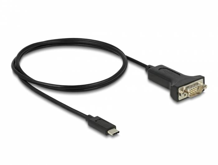 Ein Adapterkabel mit einem USB-C-Stecker an einem Ende und einem VGA-Anschluss am anderen Ende, geeignet für Geräteverbindungen.