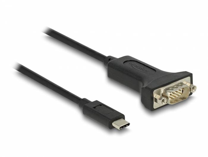 USB-C-zu-VGA-Adapterkabel zeigt USB-C-Stecker auf einer Seite und VGA-Stecker auf der anderen, zum Verbinden von Geräten.
