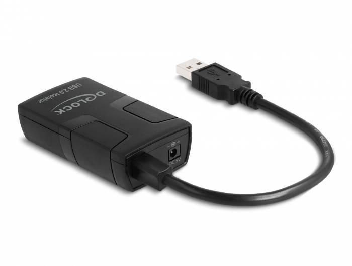 Ein schwarzer USB 2.0 zu HDMI Adapter mit einem USB-Stecker, der für die Verbindung eines Computers mit einem Monitor verwendet wird.