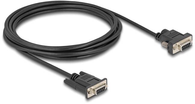 Schwarzes VGA-Kabel mit zwei VGA-Steckern an den Enden, geeignet für die Verbindung von Computergrafikkarten mit Monitoren.
