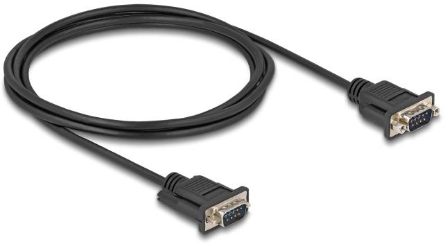 Ein schwarzes VGA-Kabel mit zwei 15-poligen D-Sub-Anschlüssen an den Enden, geeignet für Videoverbindungen zwischen Computern und Monitoren.