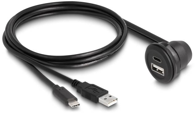 USB- und USB-C-Ladekabel mit integriertem Anschluss. Ideal für gleichzeitiges Laden mehrerer Geräte.