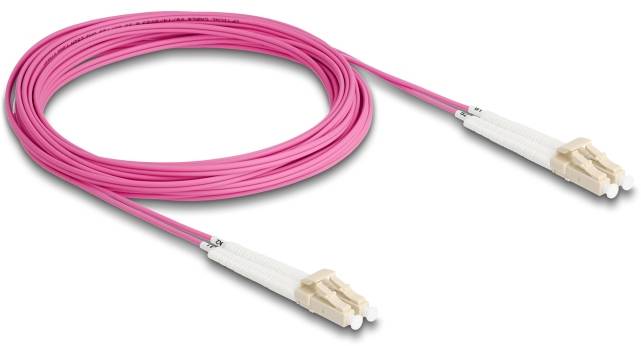 Delock 88090 Glasfaser LWL Anschlusskabel 5m Violett [1x LC-Stecker - 1x LC-Stecker] 50/125 µ Multimode OM4